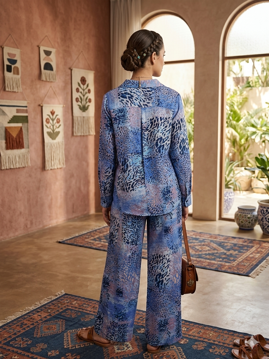 Women’s Abstract Print Co-Ord Set in Soft Breathable Rayon | Stylish Casual Wear