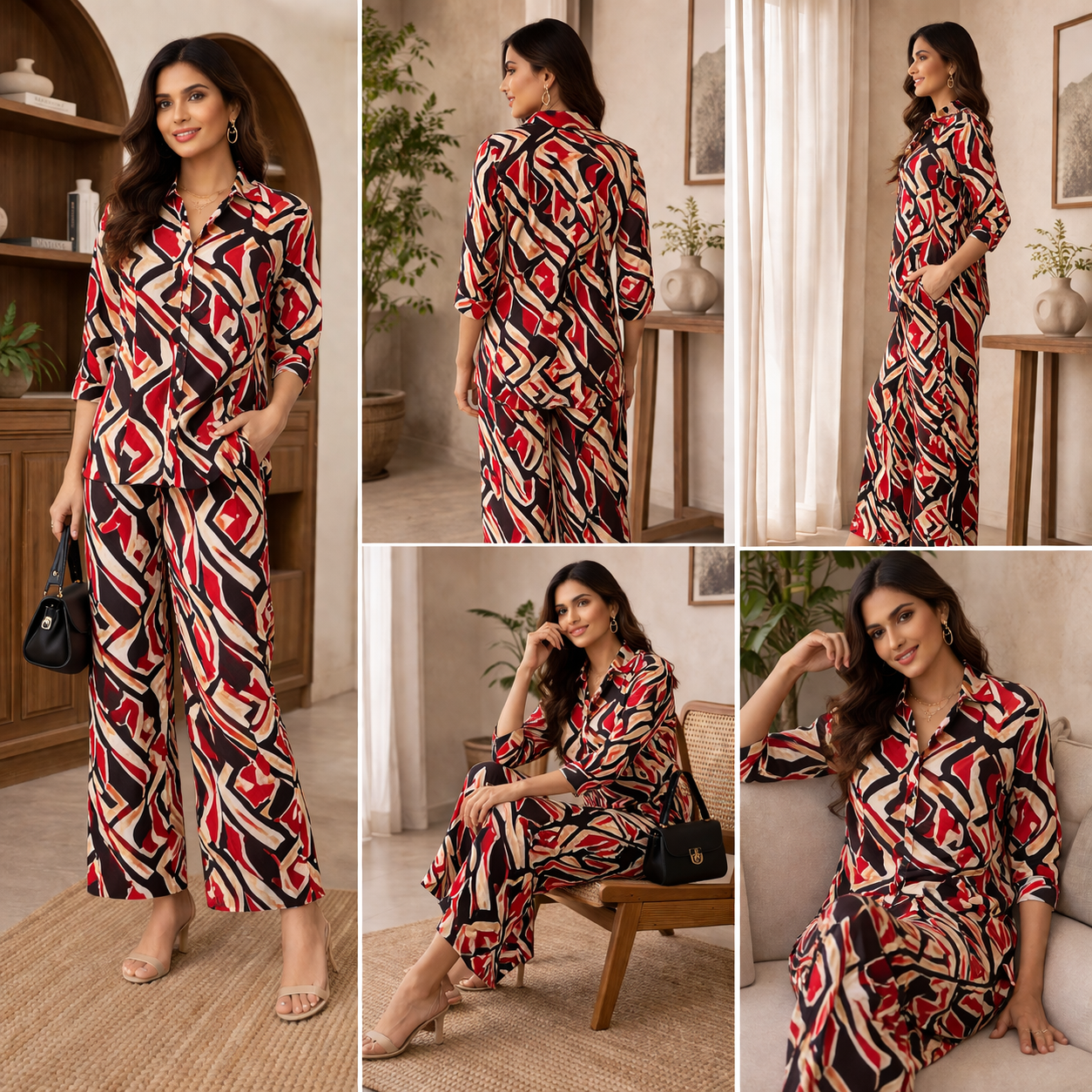 Women’s Blue Printed Co-Ord Set in Soft Breathable Rayon | Elegant Everyday Wear