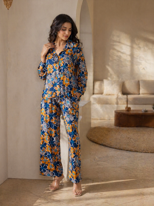 Women’s Floral Printed Co-Ord Set | Stylish Shirt & Pant Set | Premium Casual & Lounge Wear