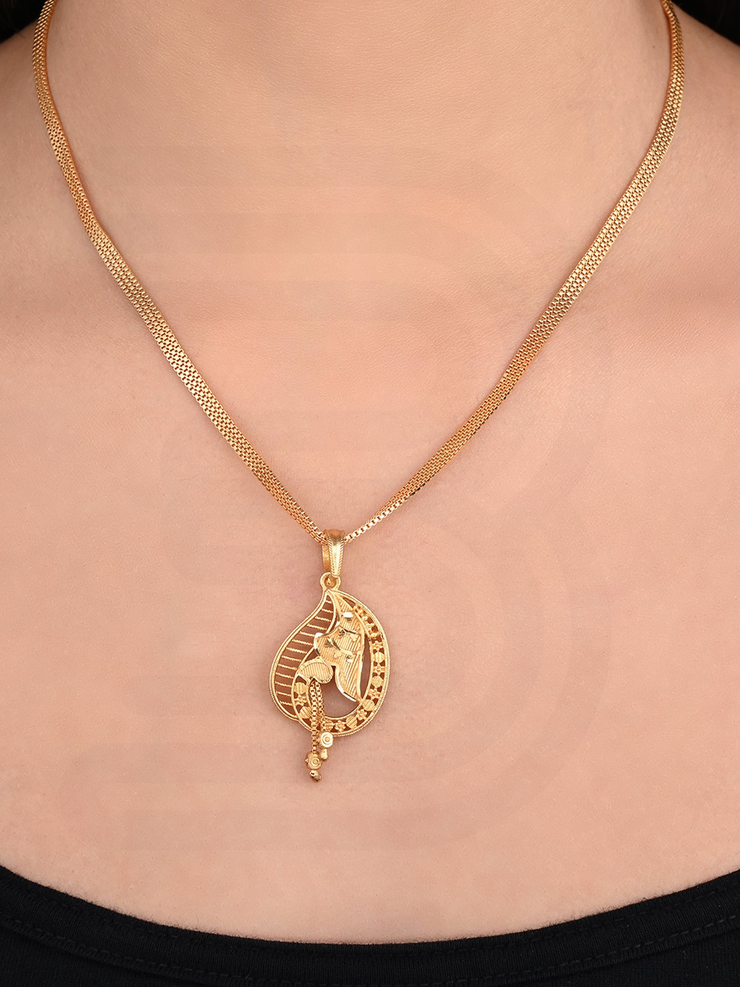 One-Gram Gold Chain Pendant Set with Tops