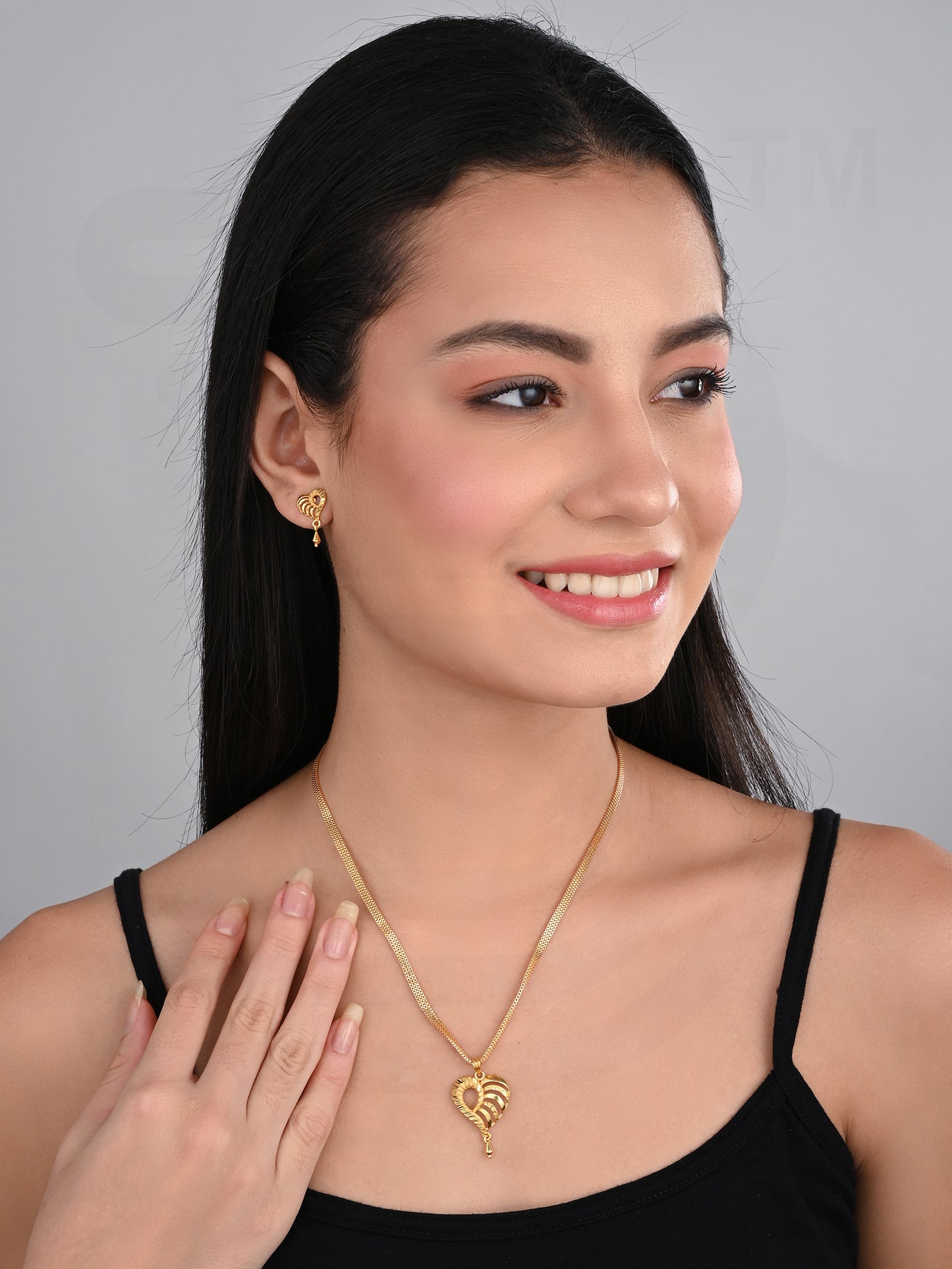 One-Gram Gold Chain Pendant Set with Tops