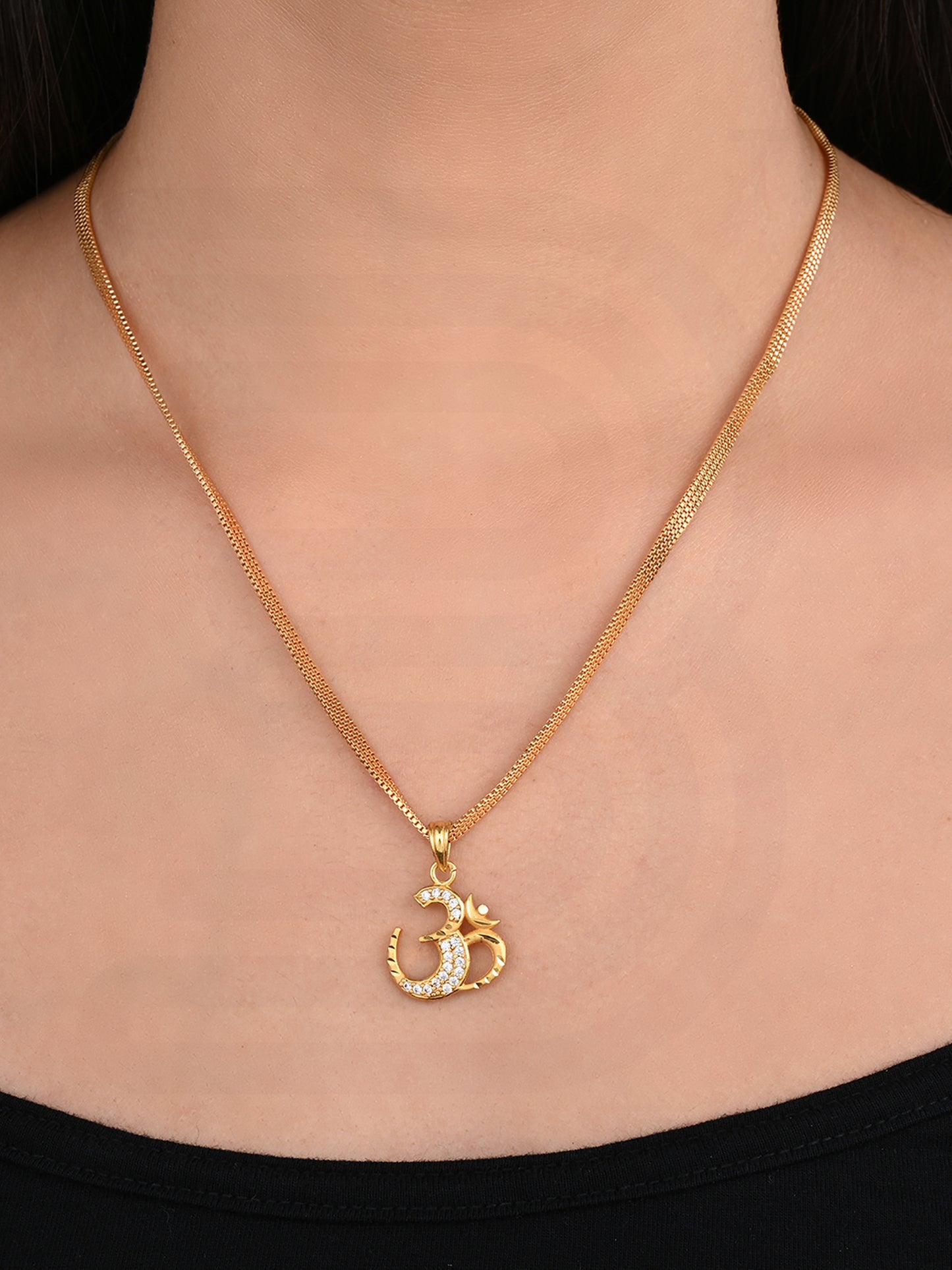 One-Gram Gold Chain Om Pendant Set