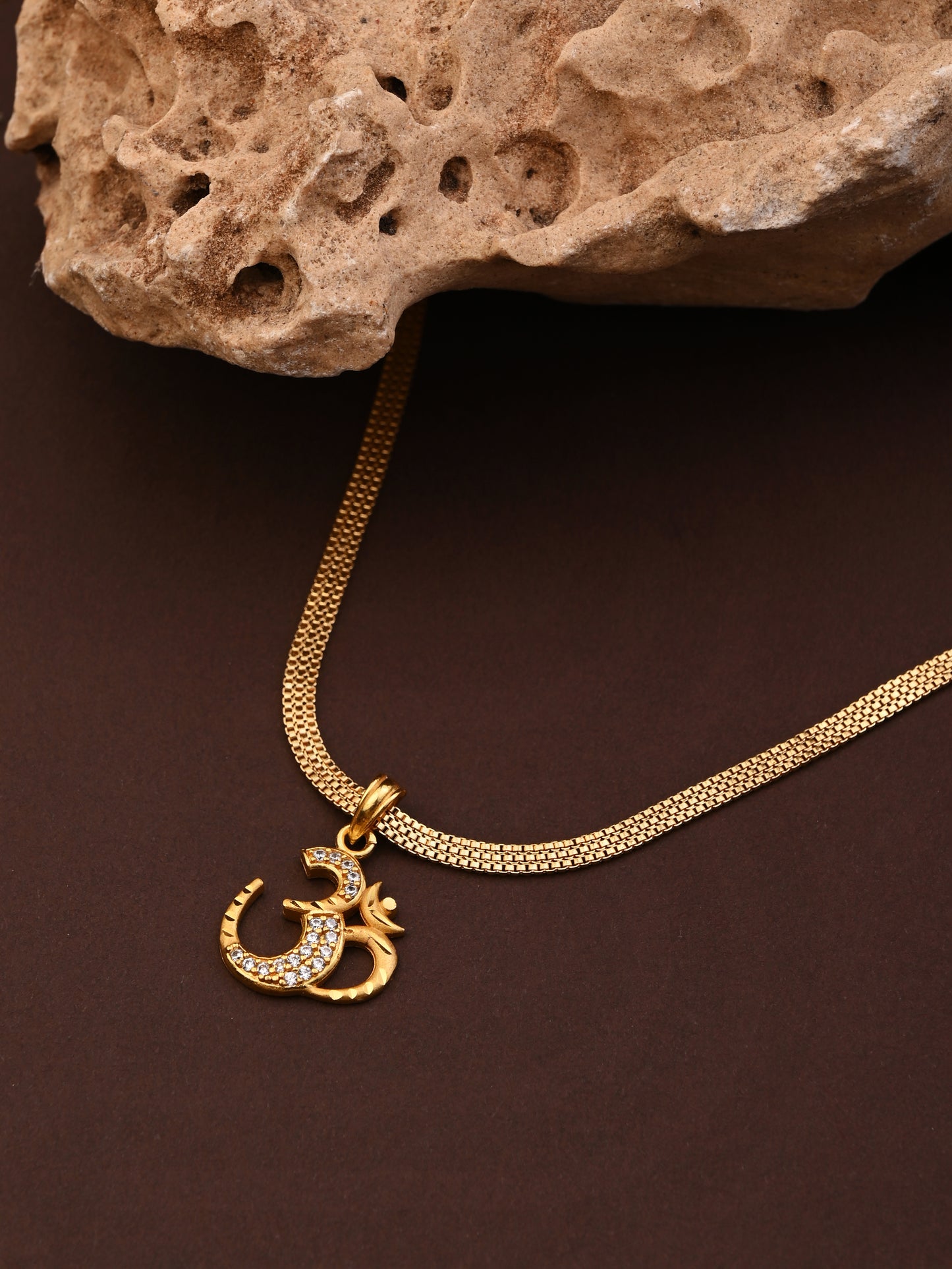 One-Gram Gold Chain Om Pendant Set