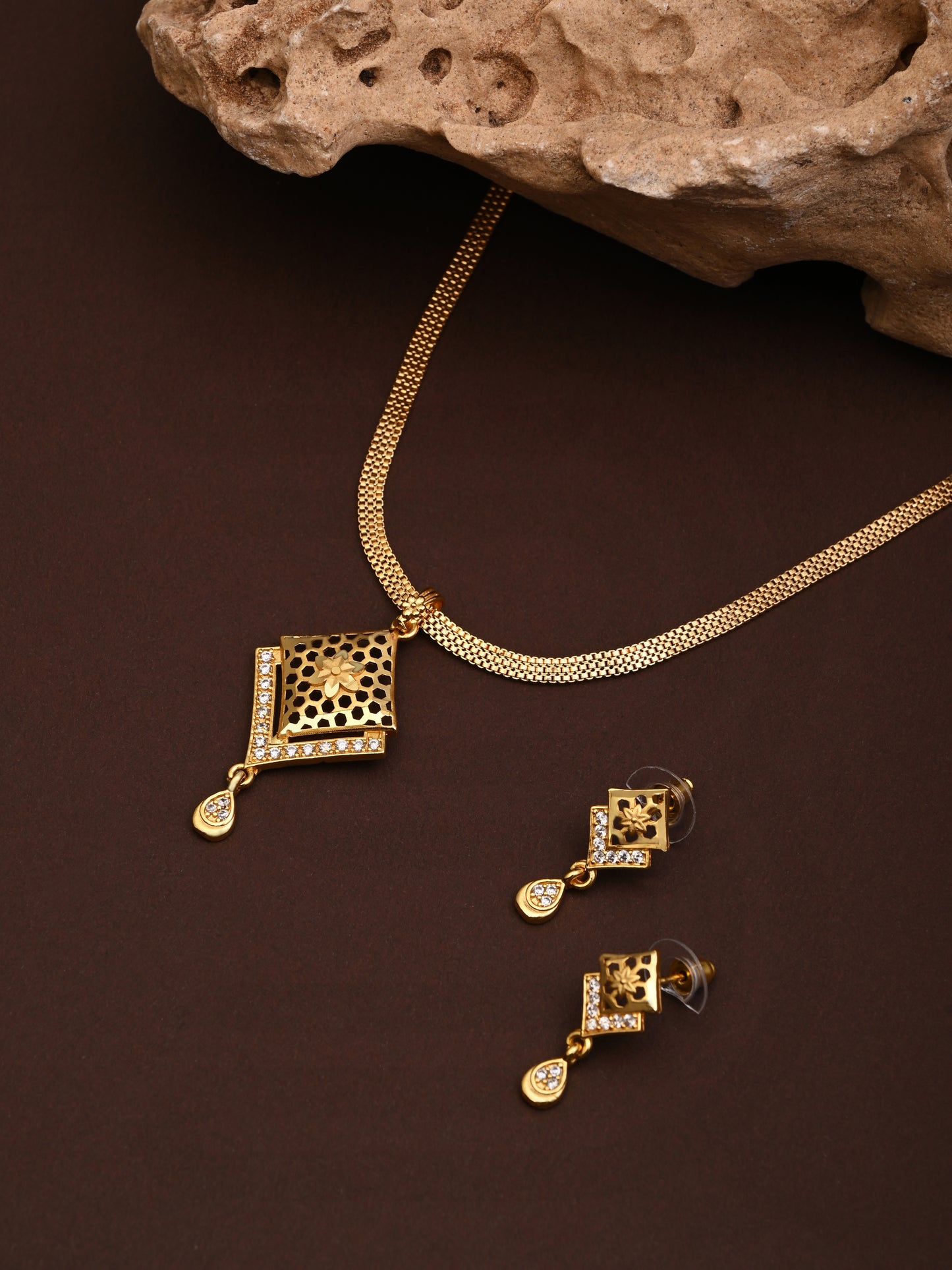 One-Gram Gold Chain Pendant Set with Tops