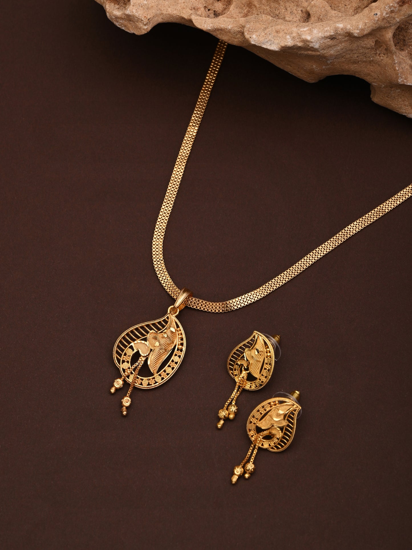 One-Gram Gold Chain Pendant Set with Tops