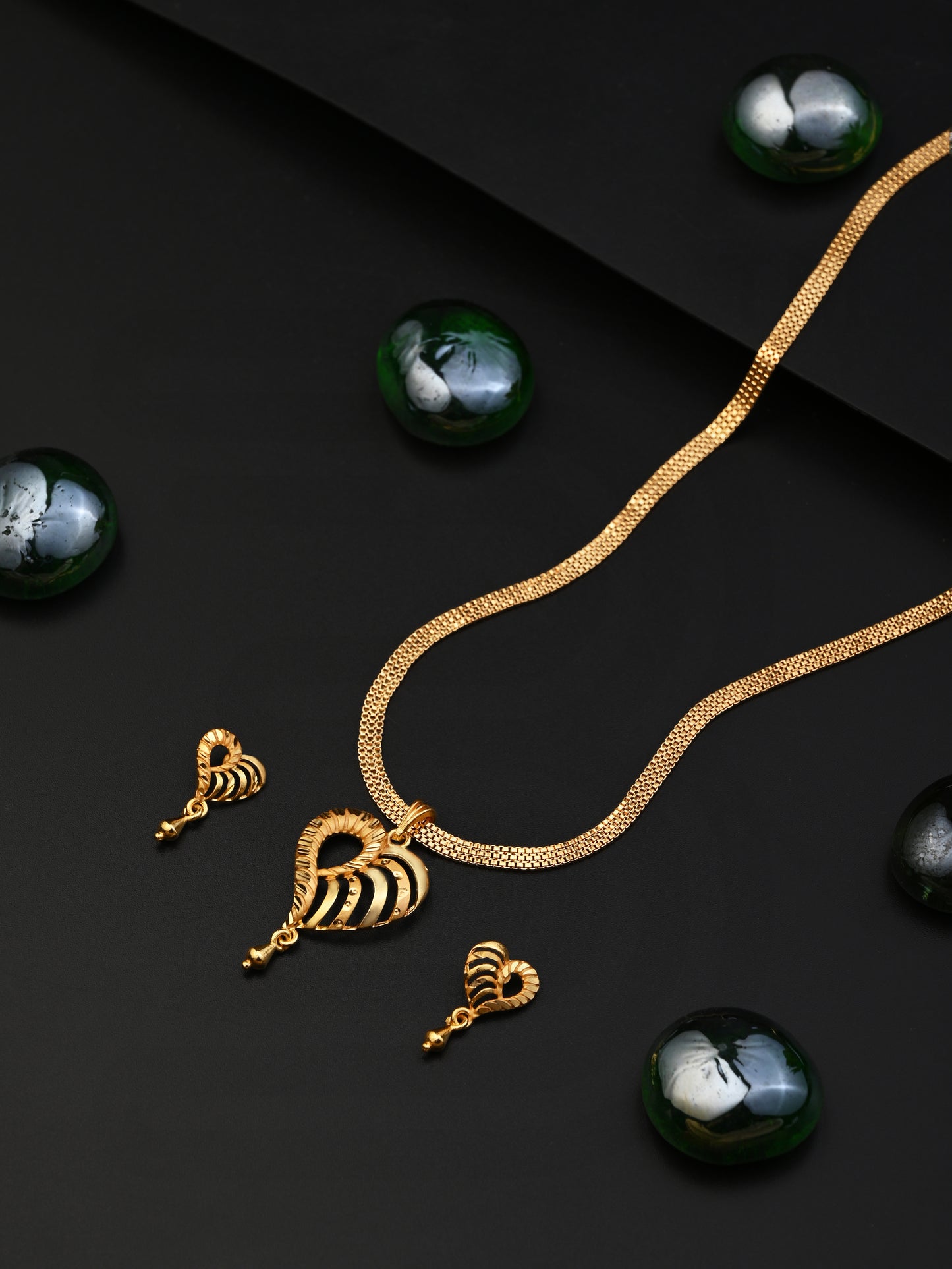 One-Gram Gold Chain Pendant Set with Tops