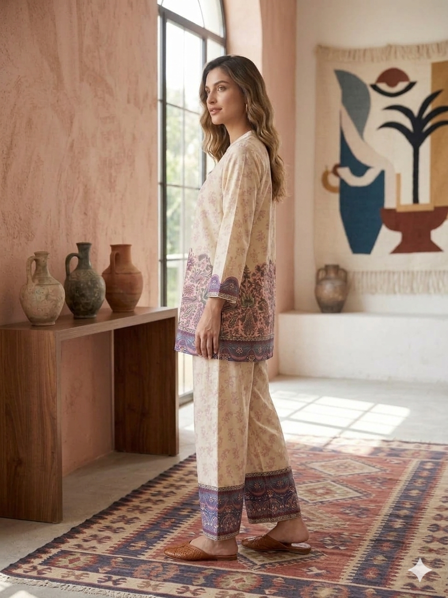 Women’s Turkish Print Rayon Co-Ord Set | Elegant Ethnic Kurta & Pant Set | Premium Casual & Festive Wear