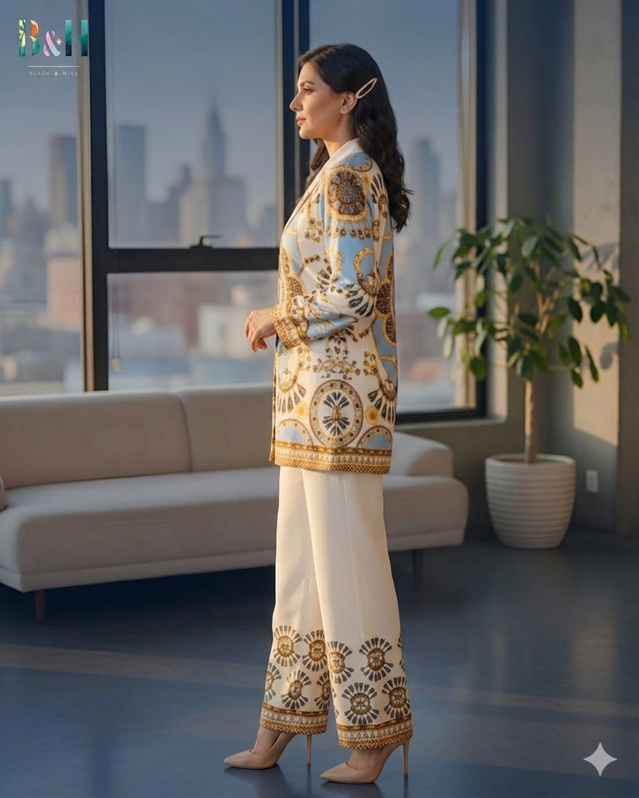 Women’s Turkish Print Rayon Co-Ord Set | Premium Ethnic Shirt & Wide-Leg Pant Set | Stylish Casual Wear