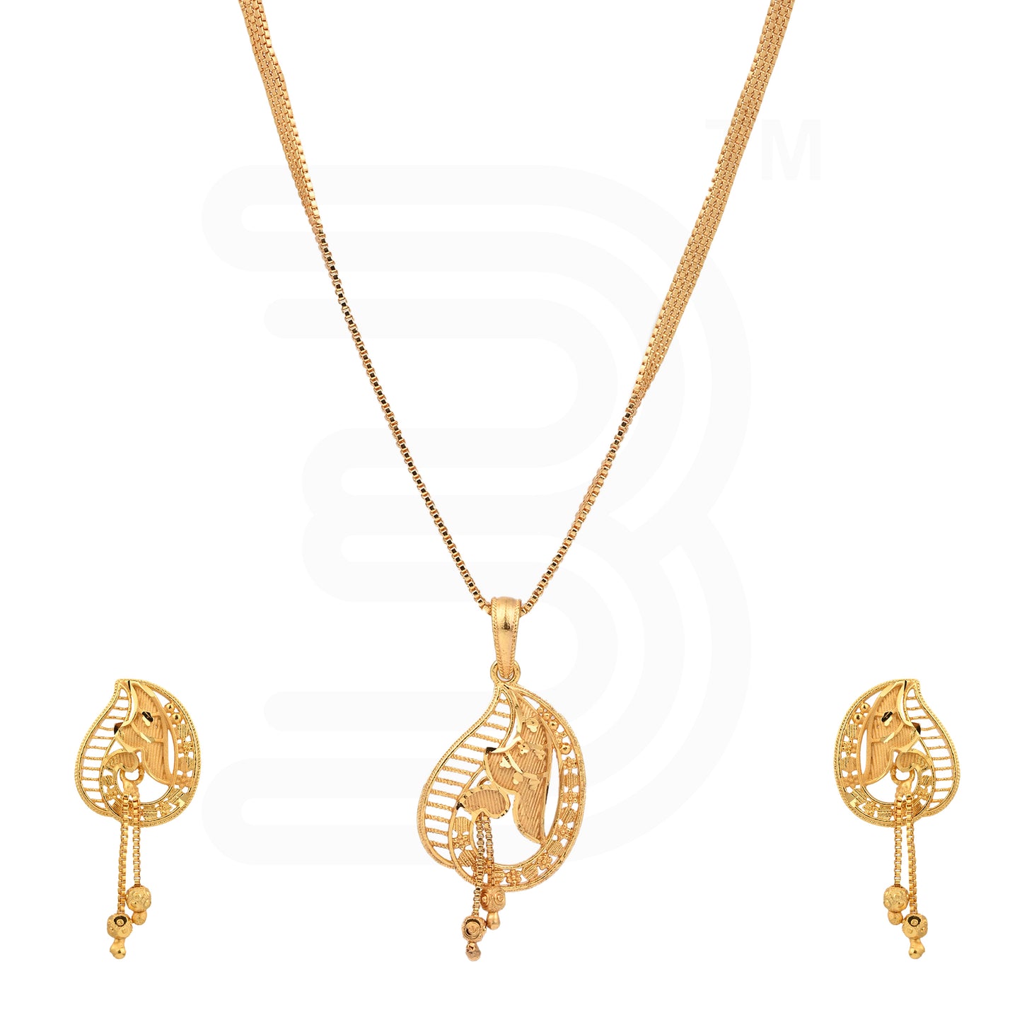One-Gram Gold Chain Pendant Set with Tops