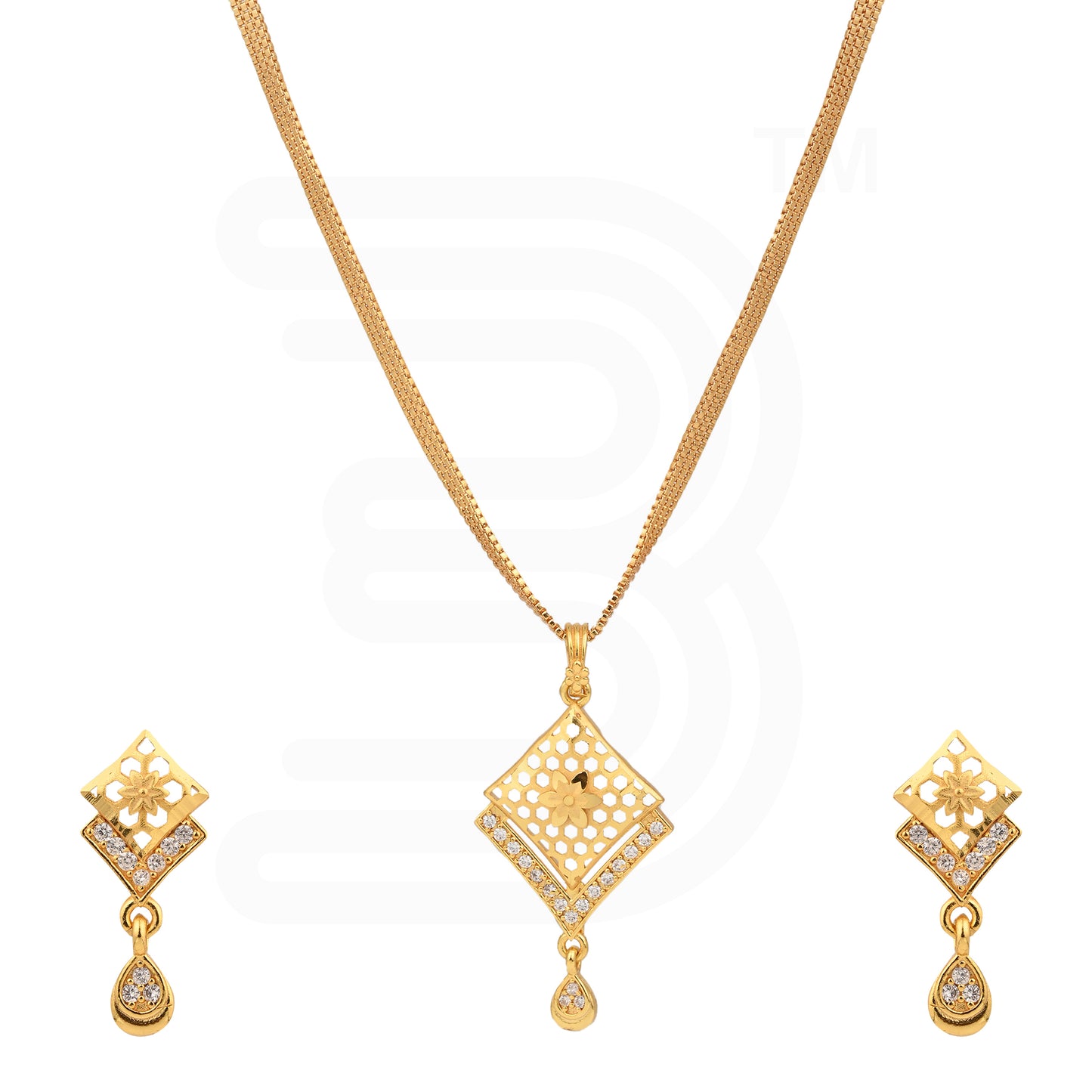 One-Gram Gold Chain Pendant Set with Tops