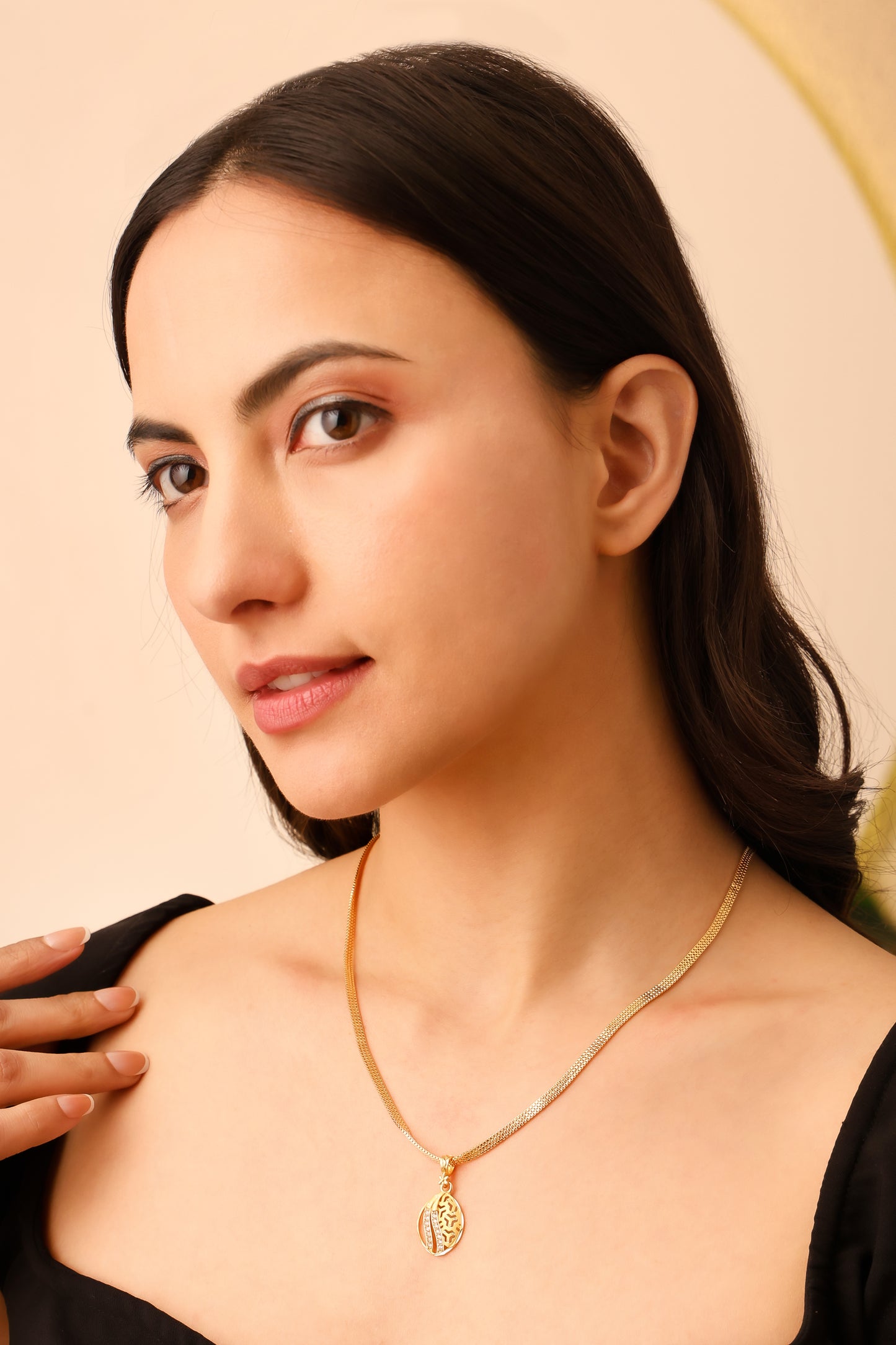 Traditional One-Gram Gold Finish Chain Pendant Set