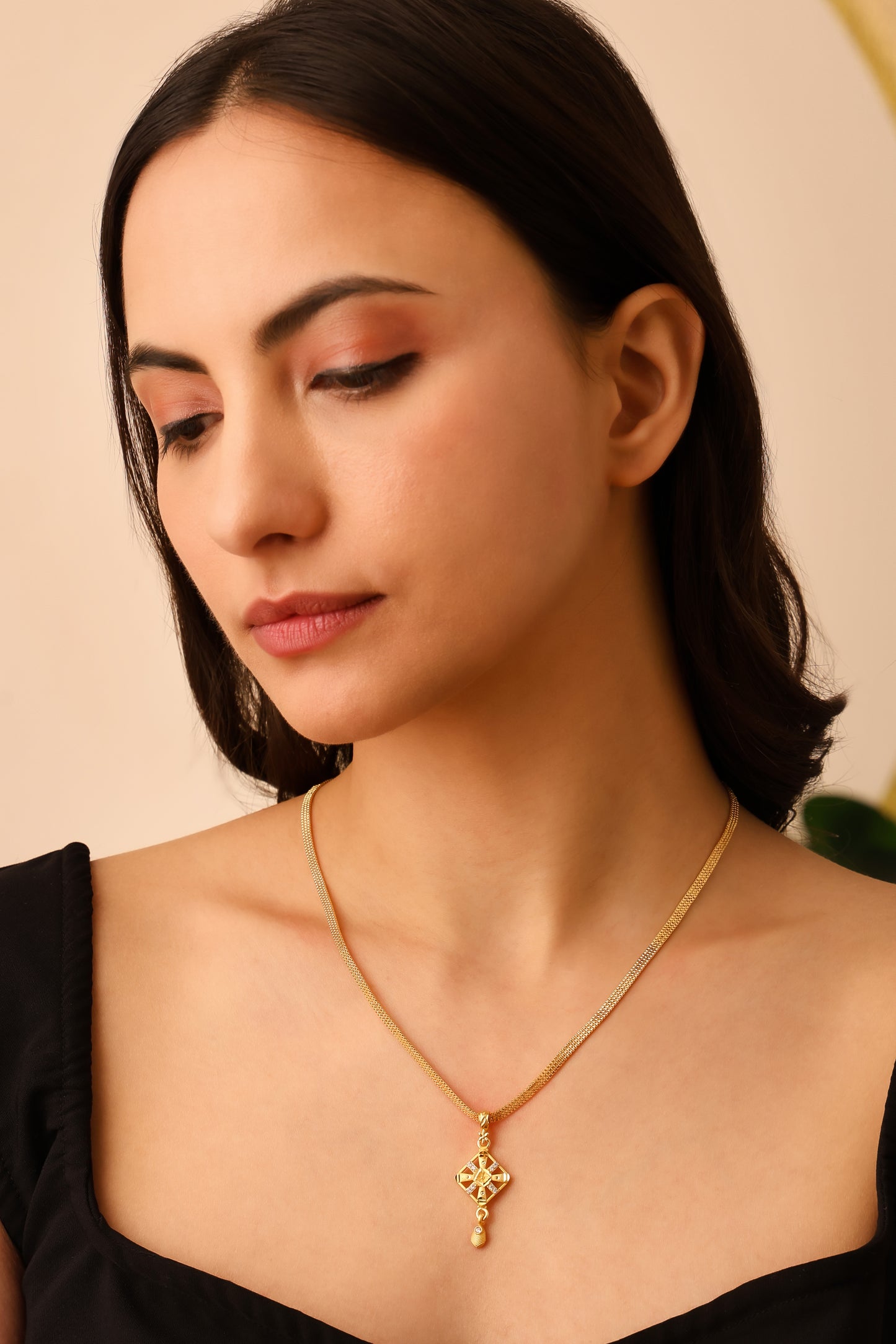 Modern One-Gram Gold Plated Chain Pendant Set