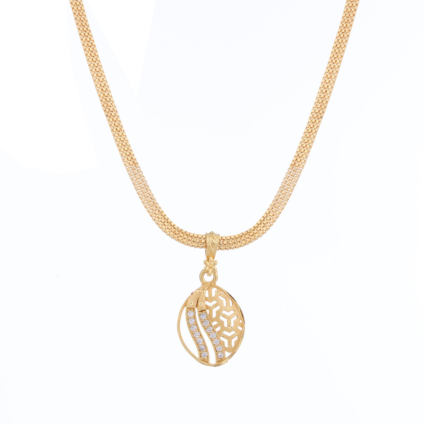Traditional One-Gram Gold Finish Chain Pendant Set