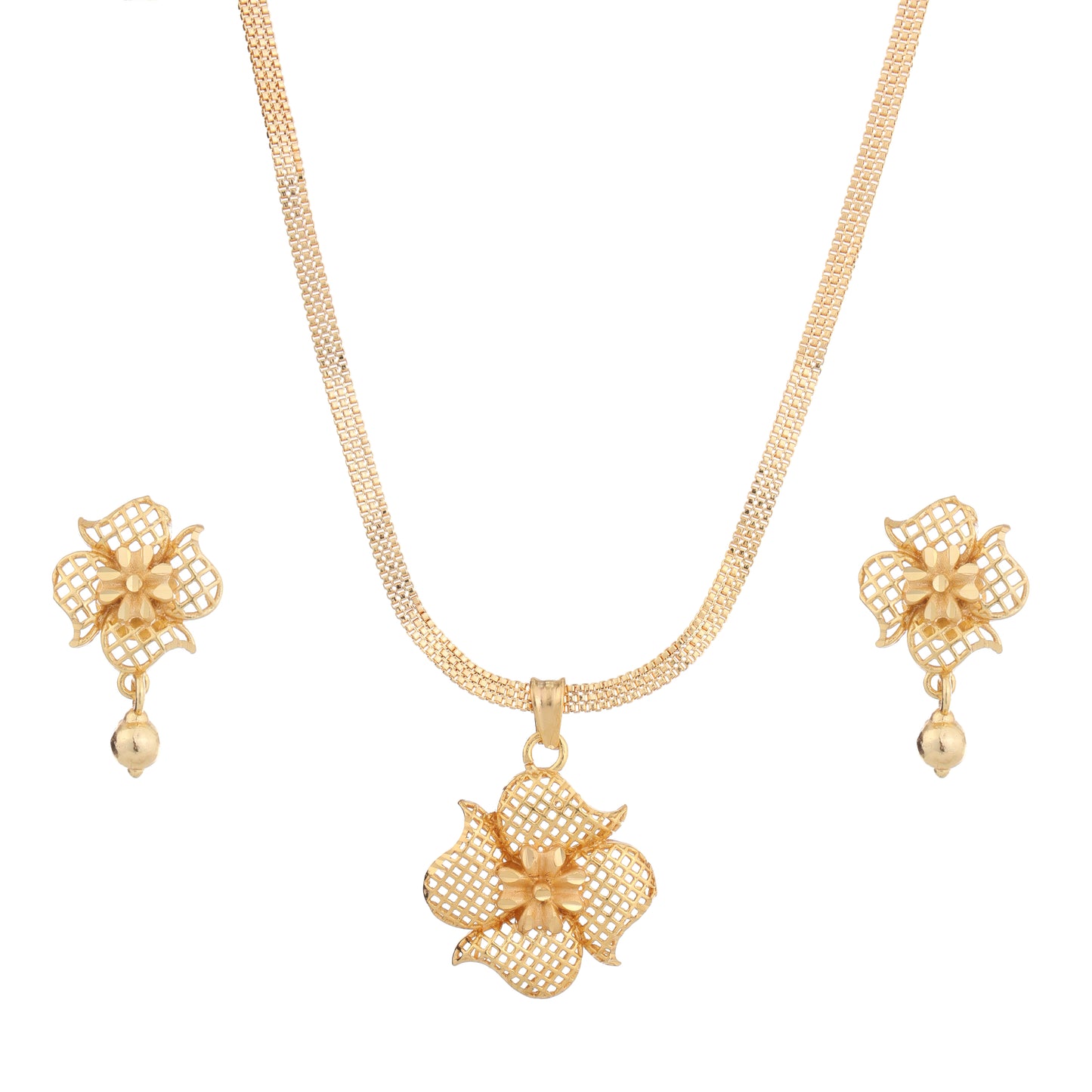 One-Gram Gold Chain Pendant Set with Tops