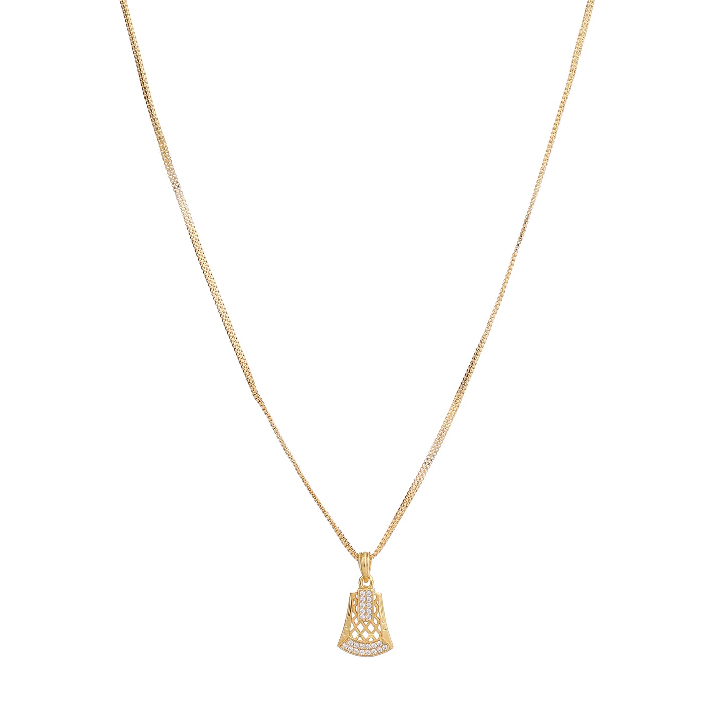 18K Gold Coated Pendant Necklace – Anti-Tarnish Finish ( 2 Line Chain )