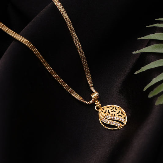 Traditional One-Gram Gold Finish Chain Pendant Set