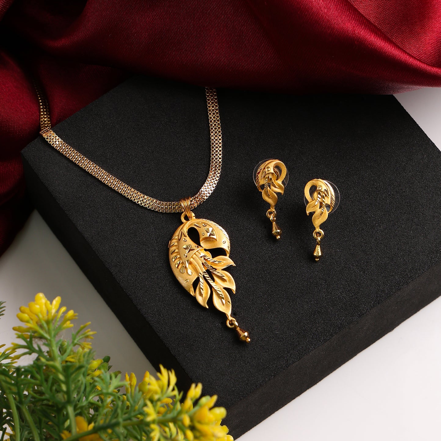 One-Gram Gold Chain Pendant Set with Tops