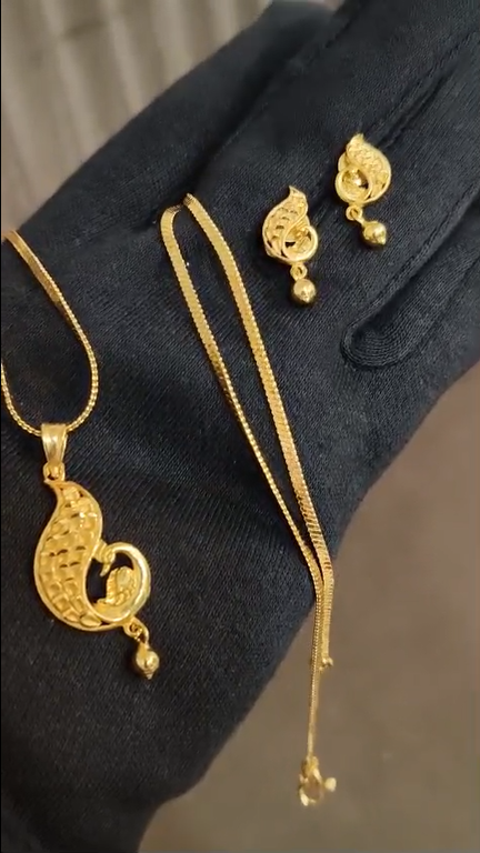 18K Gold Coated Chain Pendant With Tops – Stylish Ethnic Design