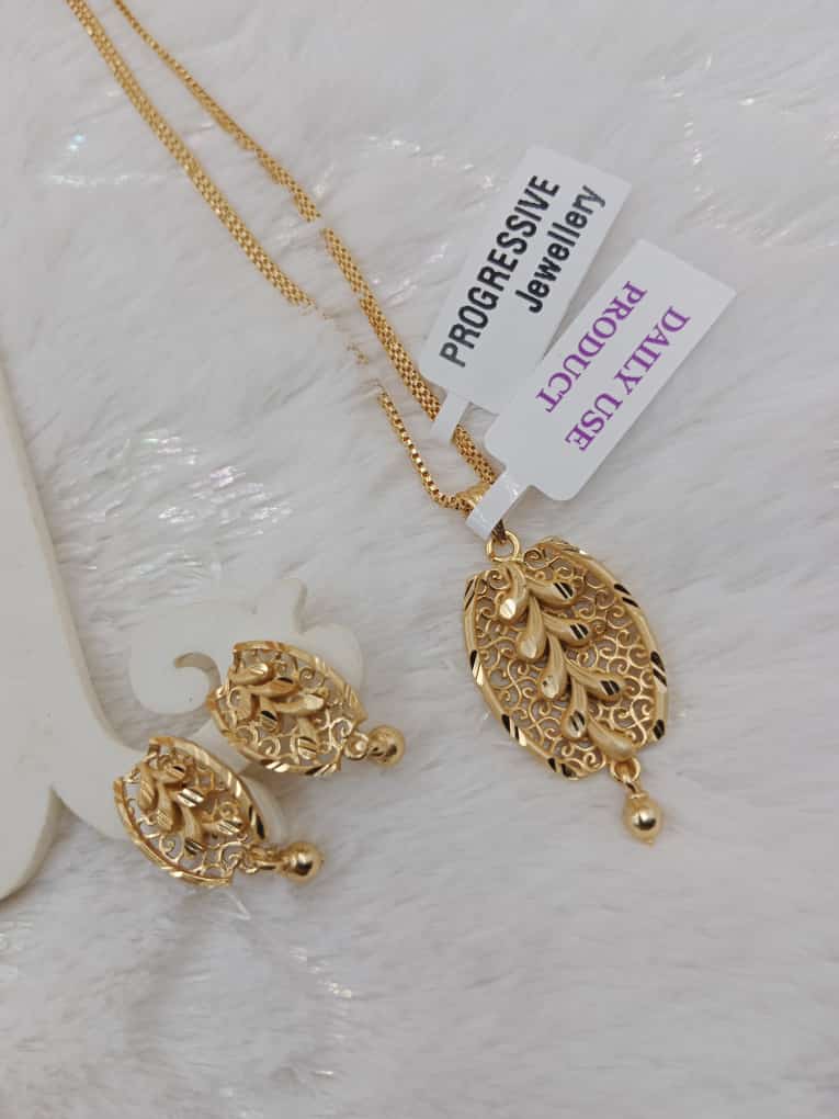 One-Gram Gold Chain Pendant Set with Tops