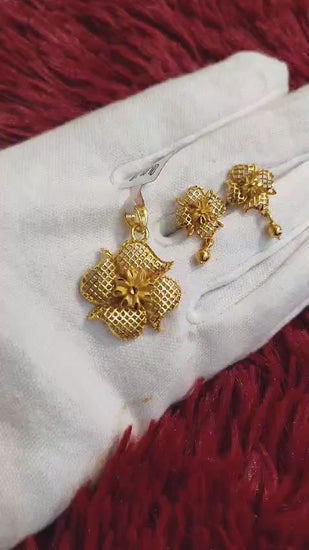One Gram Gold Pendant & Earrings Daily Use