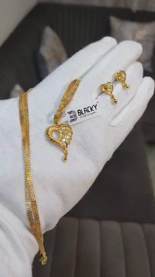 One-Gram Gold Chain Pendant Set with Tops