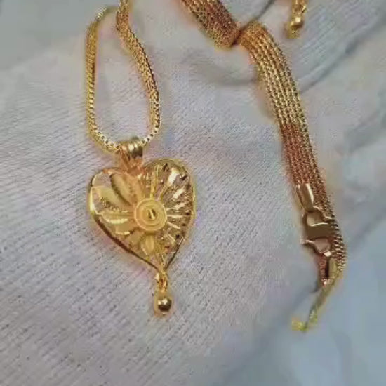 One-Gram Gold Chain Pendant Set with Tops