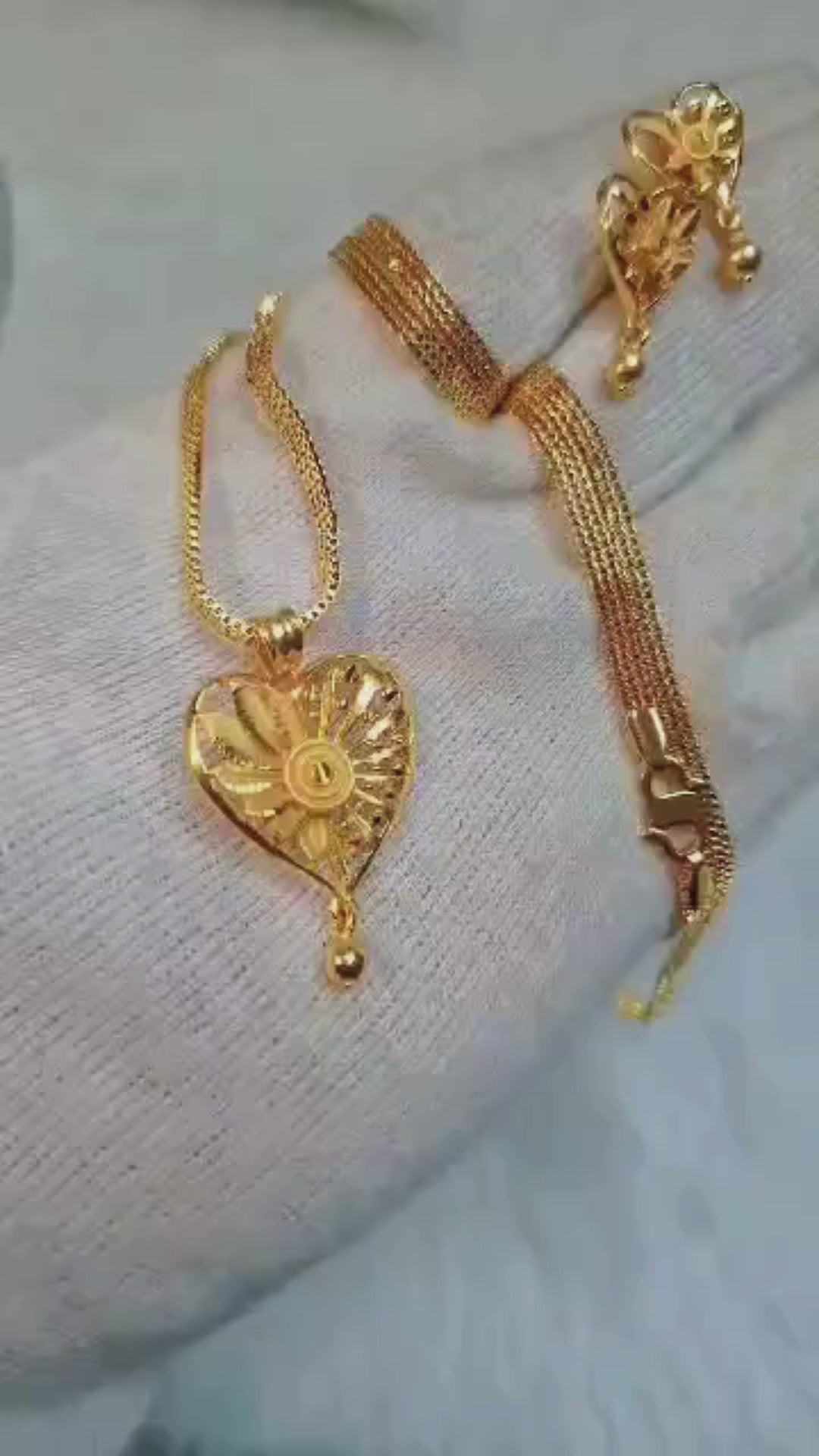 One-Gram Gold Chain Pendant Set with Tops