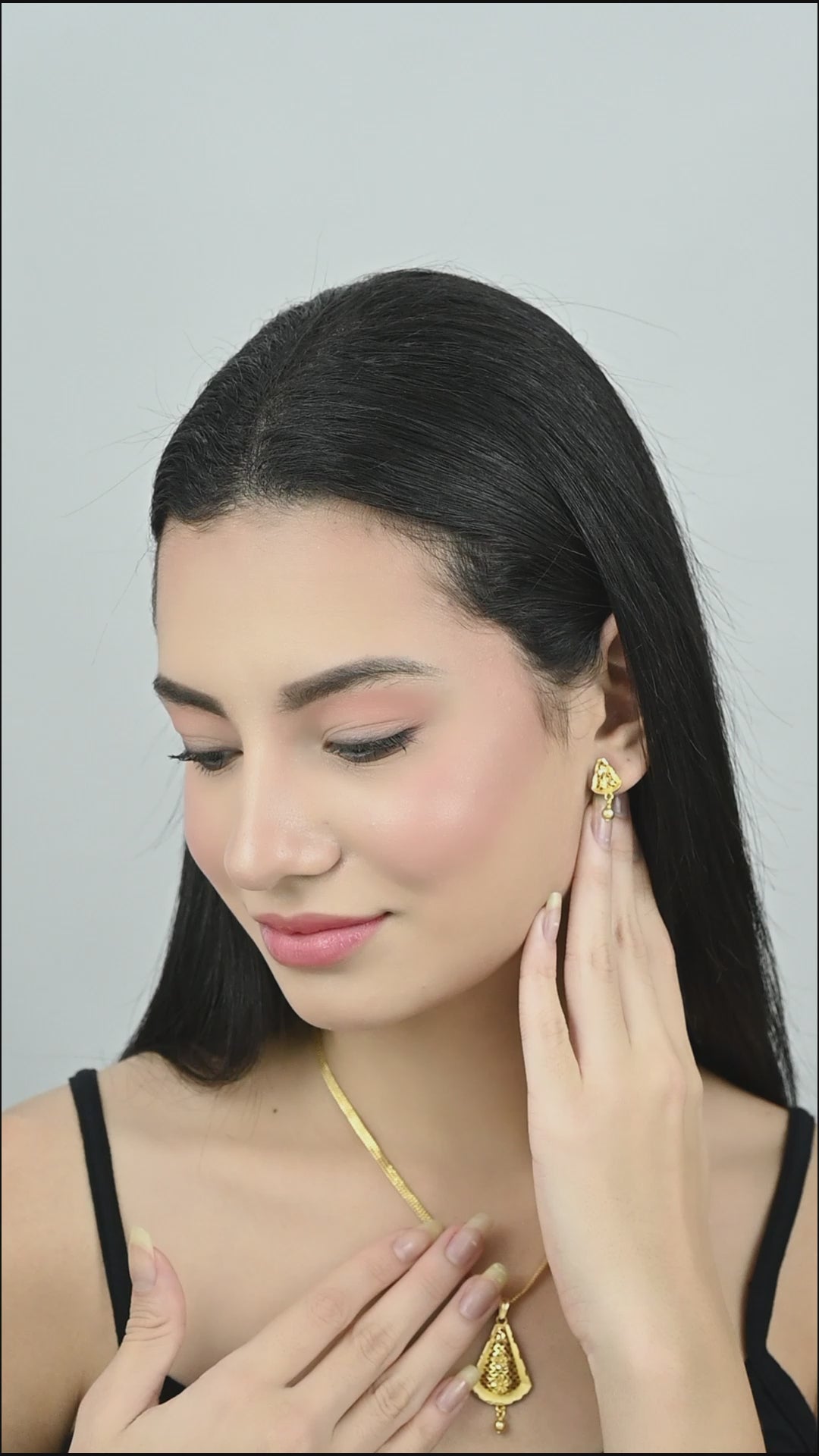 One-Gram Gold Chain Pendant Set with Tops