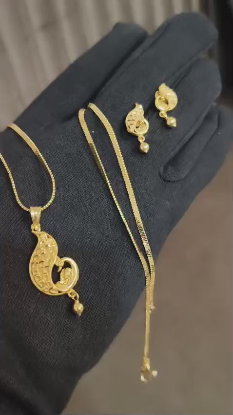 18K Gold Coated Chain Pendant With Tops – Stylish Ethnic Design