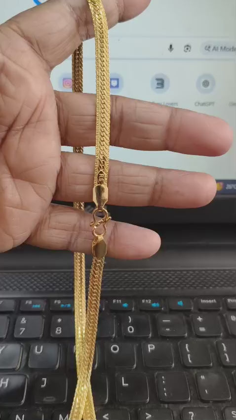 Elegant 1 Gram Gold Plated Chain – 20 Inch | Daily Wear Classic (Single Piece)