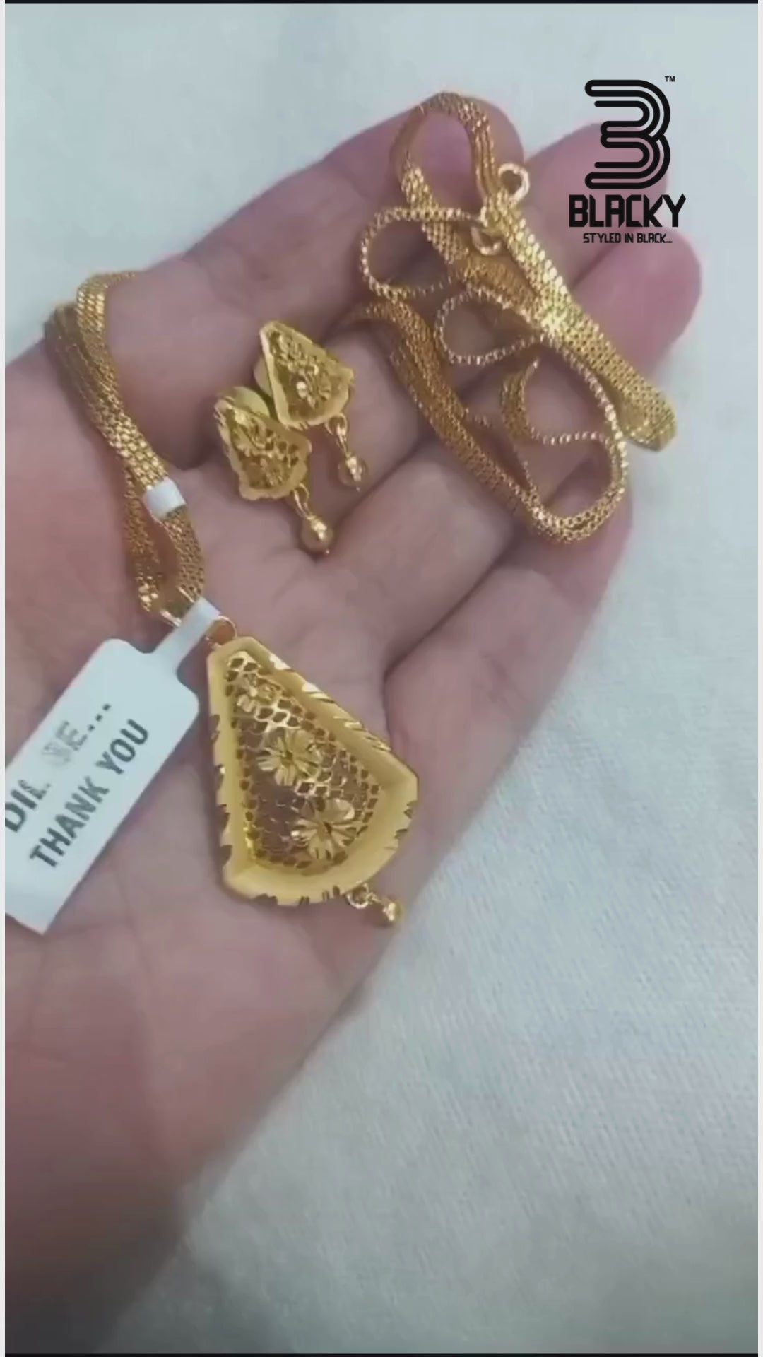 One-Gram Gold Chain Pendant Set with Tops