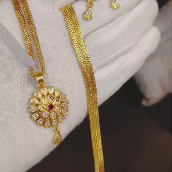 One-Gram Gold Chain Pendant Set with Tops