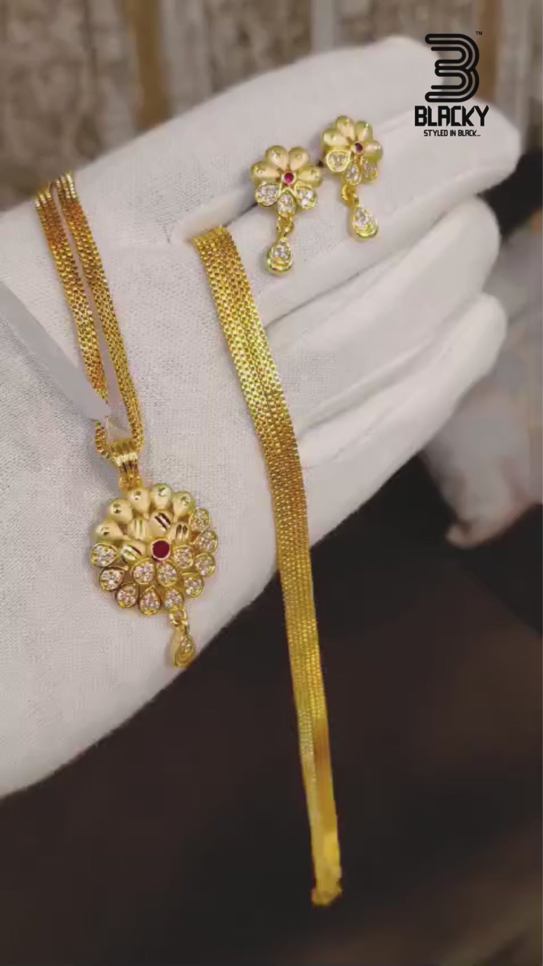 One-Gram Gold Chain Pendant Set with Tops