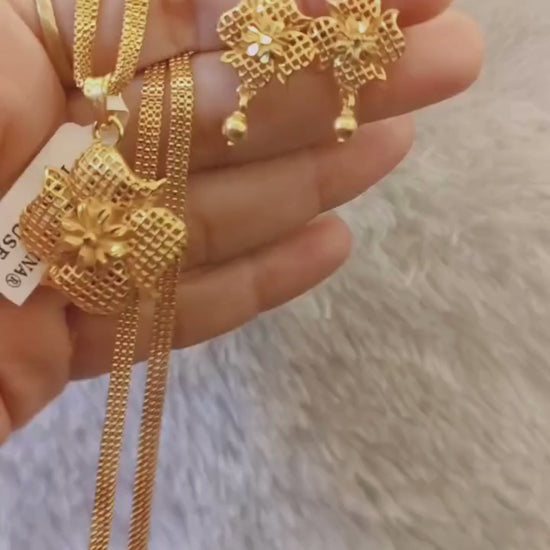 One-Gram Gold Chain Pendant Set with Tops