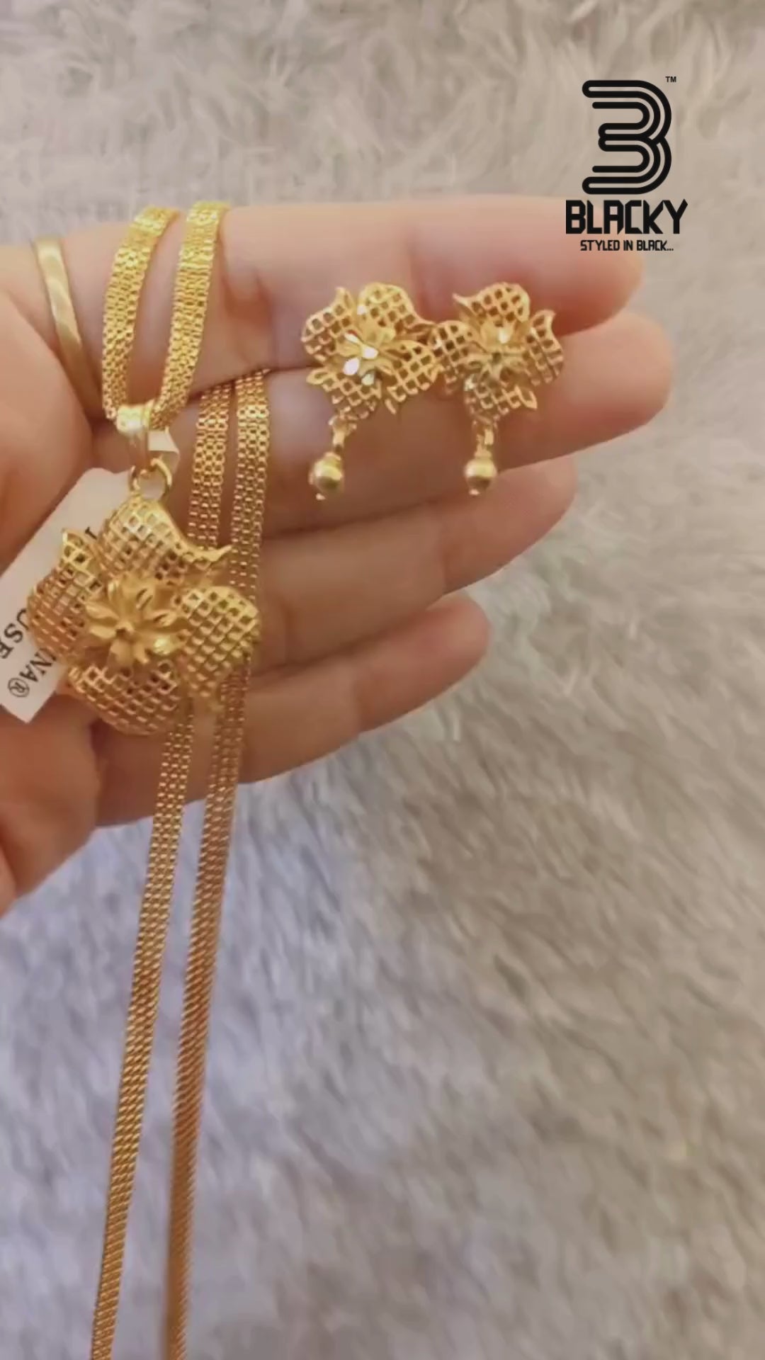 One-Gram Gold Chain Pendant Set with Tops