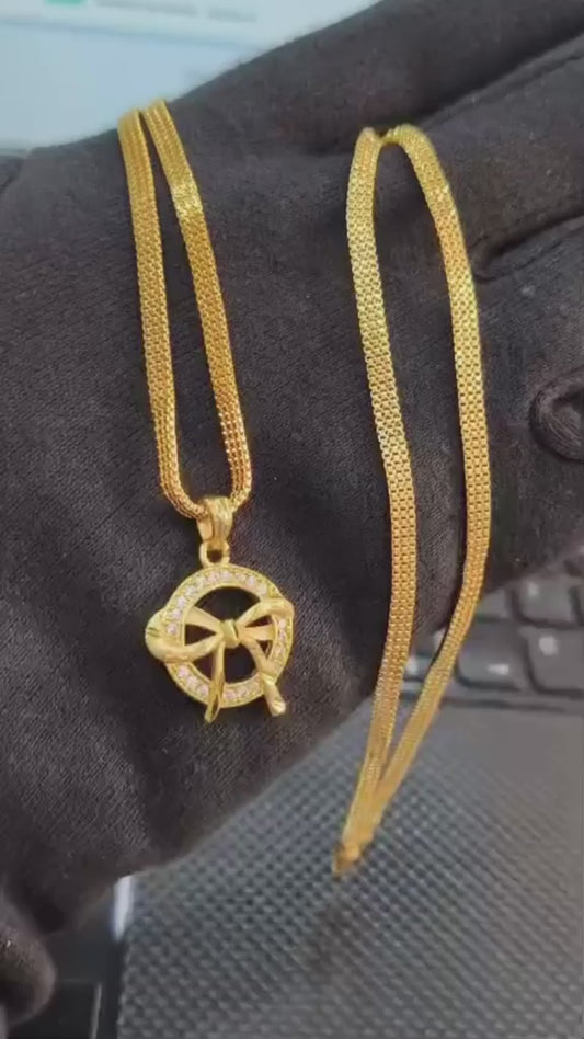 One-Gram Gold Chain & Pendant Set Premium Quality