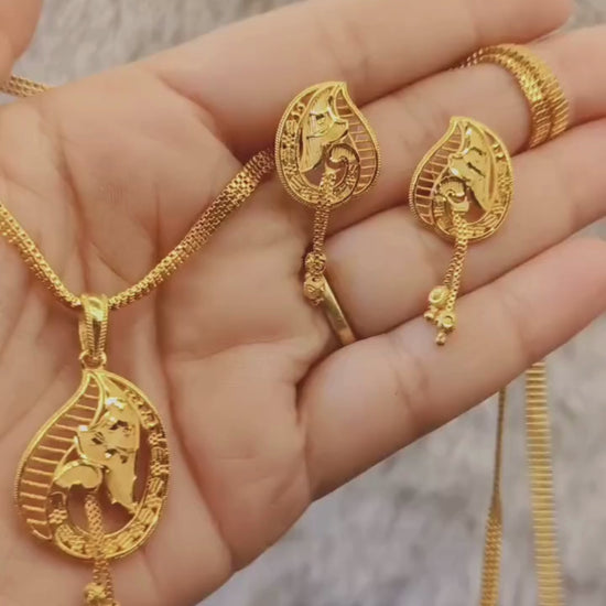 One-Gram Gold Chain Pendant Set with Tops