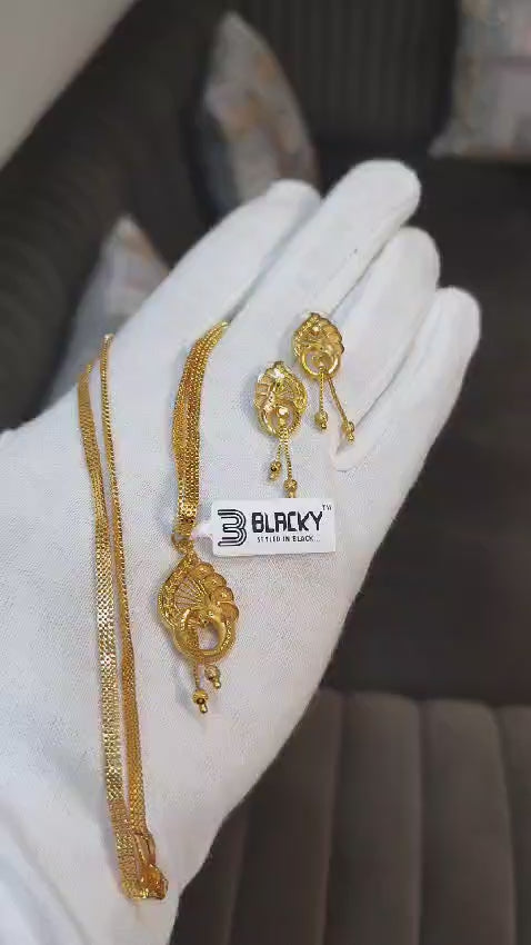 One-Gram Gold Chain Pendant Set with Tops