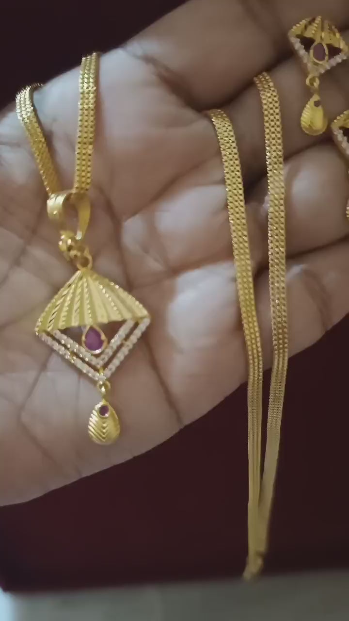 One-Gram Gold Chain Pendant Set